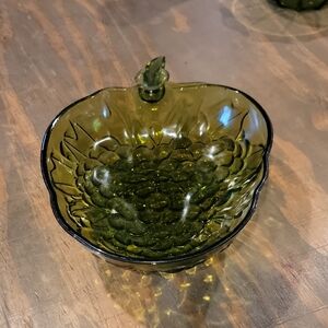 Elegant Green Glass Grape Bowl